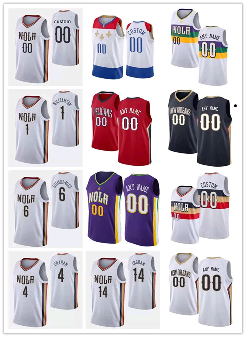 

75th Custom New Orleans''Pelicans''Zion 1 Williamson Brandon 14 Ingram Nickeil 6 Alexander-Walker Devonte 4 Graham Basketball Jerseys, Color