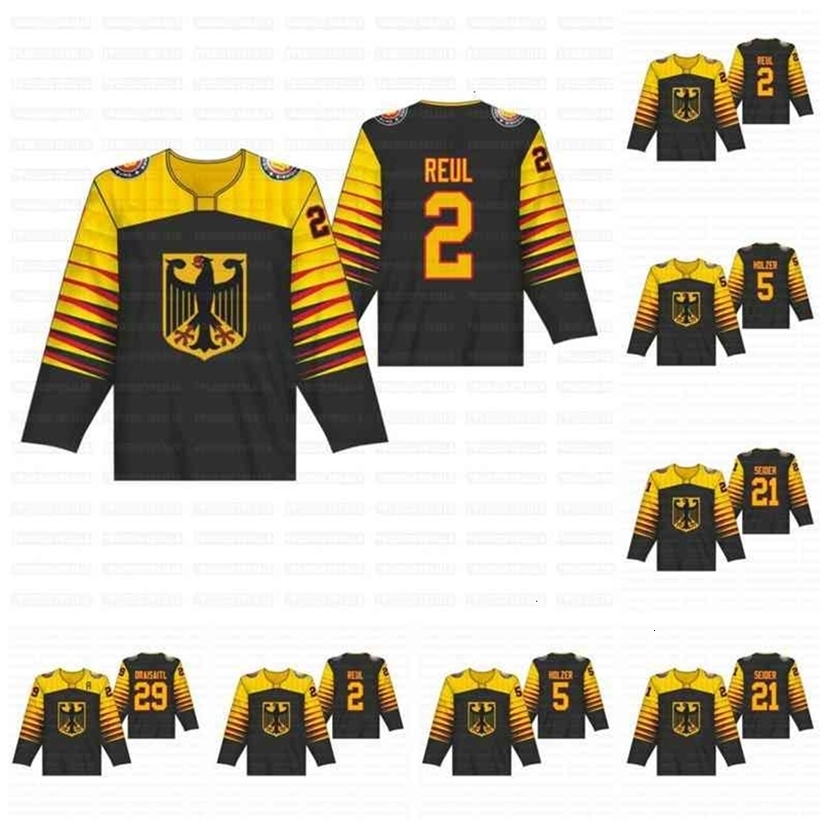 

Mit85 C202 German Black IIHF World Championship Jersey 2 Denis Reul 5 Korbinian Holzer 21 Moritz Seider 29 Leon Draisaitl Hockey Jerseys, Womens s-2xl