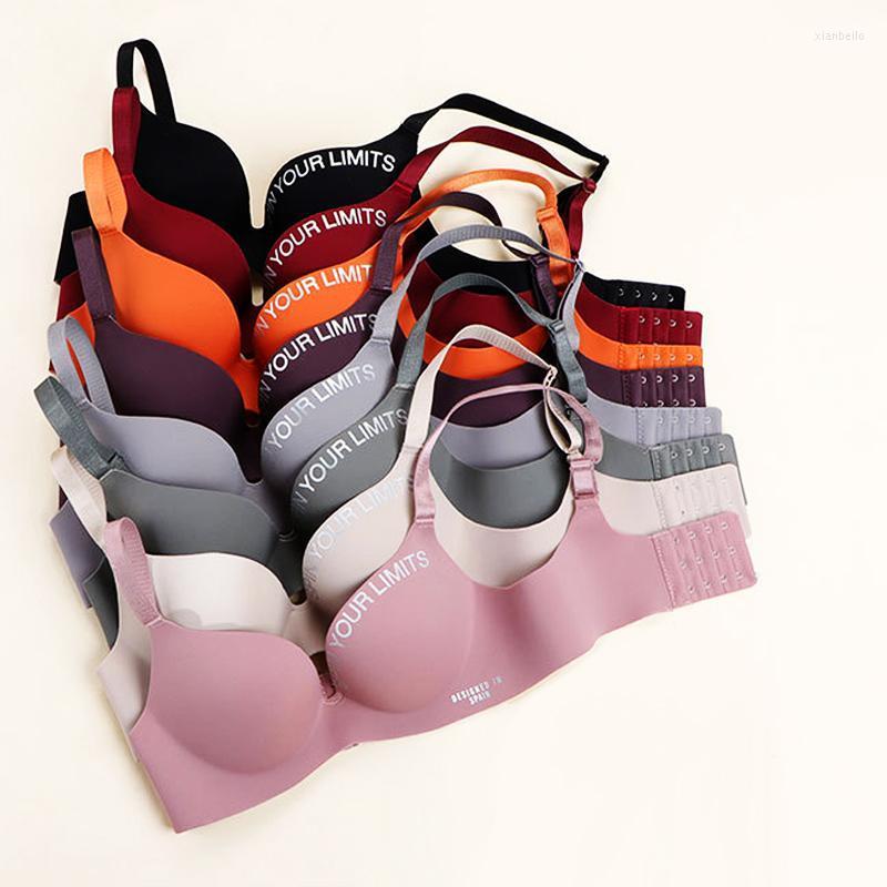 

Bras 8 Colors Seamless Sexy Bra Letter Fashion Women Push Up Comfort Wire Free Lingerie 3/4 Cup Female Underwea Bralette, 070 orange