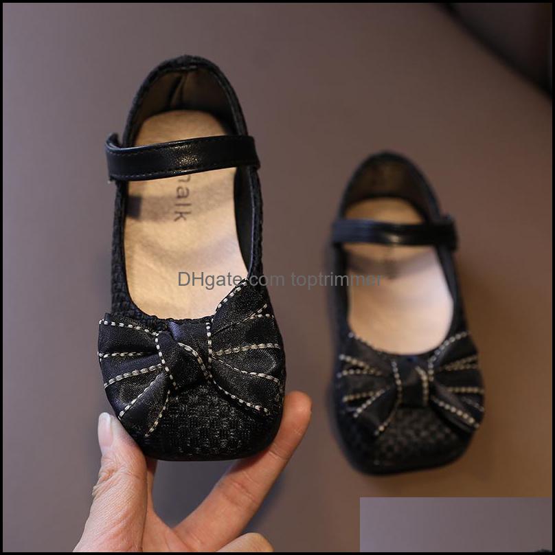 Chaussures de plein air athlétiques bébé enfants maternité filles bébé printemps 2021 coréen mignon papillon-noeud fond souple en cuir Chic pour
