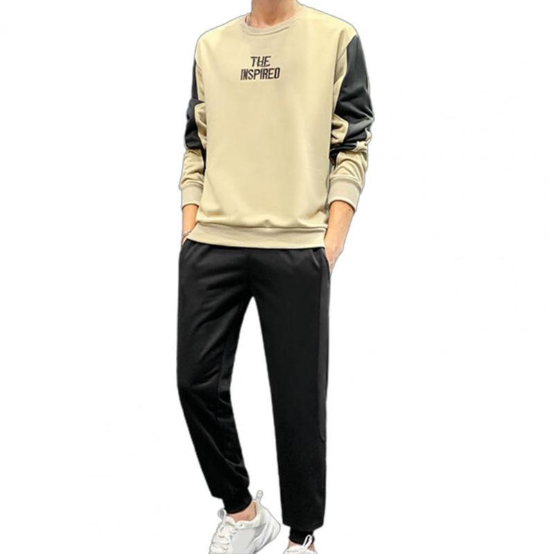 

Men's Tracksuits 2022 Autumn Suit Sportswear Spring Embroidery O-neck Pullover Sweatshirt + Sport Pants Man Casual, Khaki