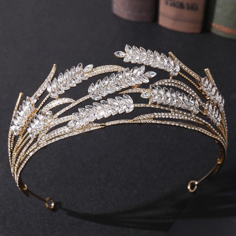 

Hair Clips & Barrettes Bridal Tiaras And Crowns Women Ear Of Wheat Crystal Rhinestone Headbands For Bride Noiva Bridesmaid Wedding Accessori