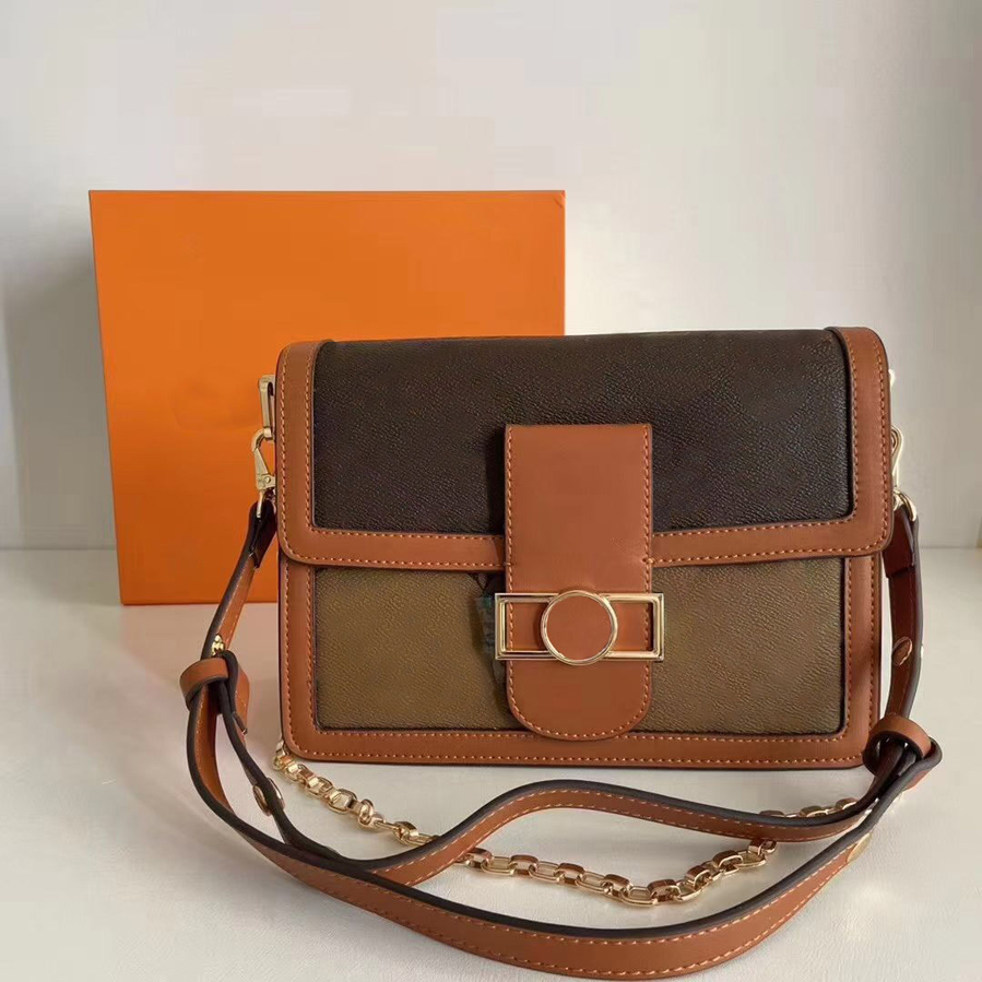 

Designer Female DAUPHINE shoulder bags Handbags Lock Chain corssbady Women Purses LeisureFashion pochette M44391, Mm 25cm