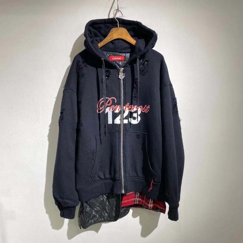 

Men's Jackets Hooded Paneled Sweater Jacket Coat #nigo5369, Black;brown