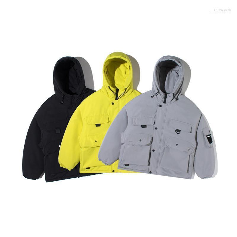 

Season Japanese Solid Color Tool Coat Men Loose Tide Brand Hooded Cotton Suit Warm Shirt1 Phin22, Black