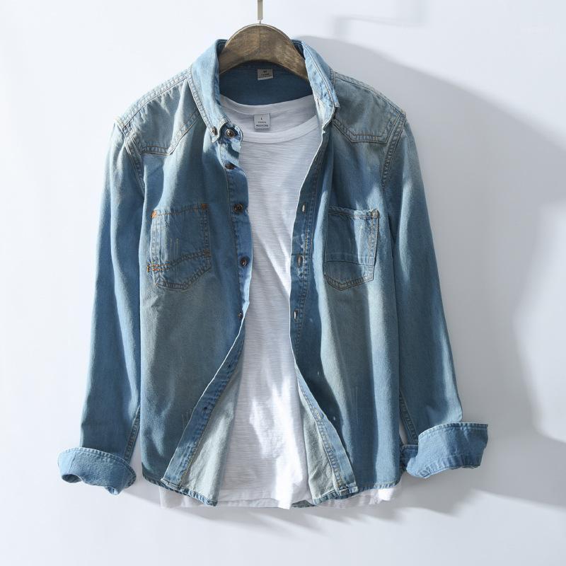 

Fashion Style Men Korean Brand Denim Shirts Good Quality Mens Slim Fit Selling Jeans Plus Size Cowboy Clothing Men's Casual, Light blue