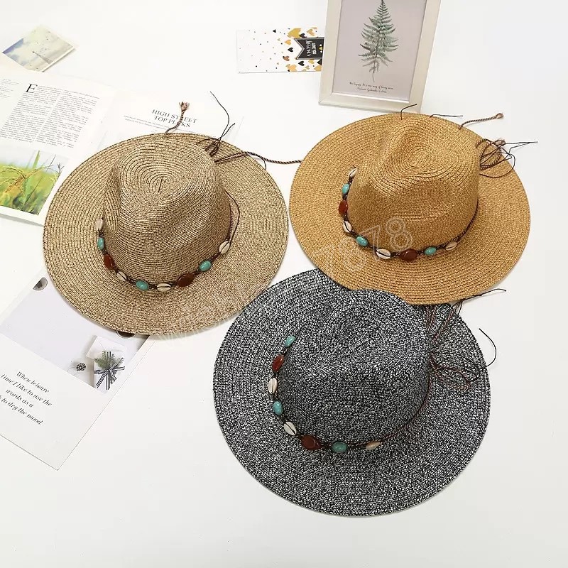Beach Sun Hat for Women Shade hat Woman Spring Summer Panama Jazz Top Cap Girl Straw Wide Brim Hats Women's Fashion Caps Sunhat Outdoor Acce