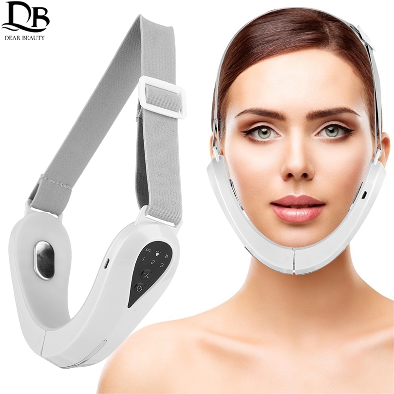 

EMS Massager V-Line Chin Lift Belt Machine Face Slimming Vibration Red Light Blue Light LED Face Lifting Device 220426