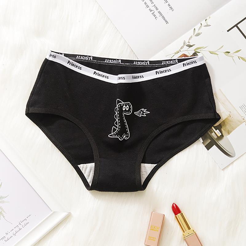 

Cotton Panties Women Cute Cartoon Underpants Mid Rise Underwear Soft Comfortable Pantys Female Intimate Briefs, Black english