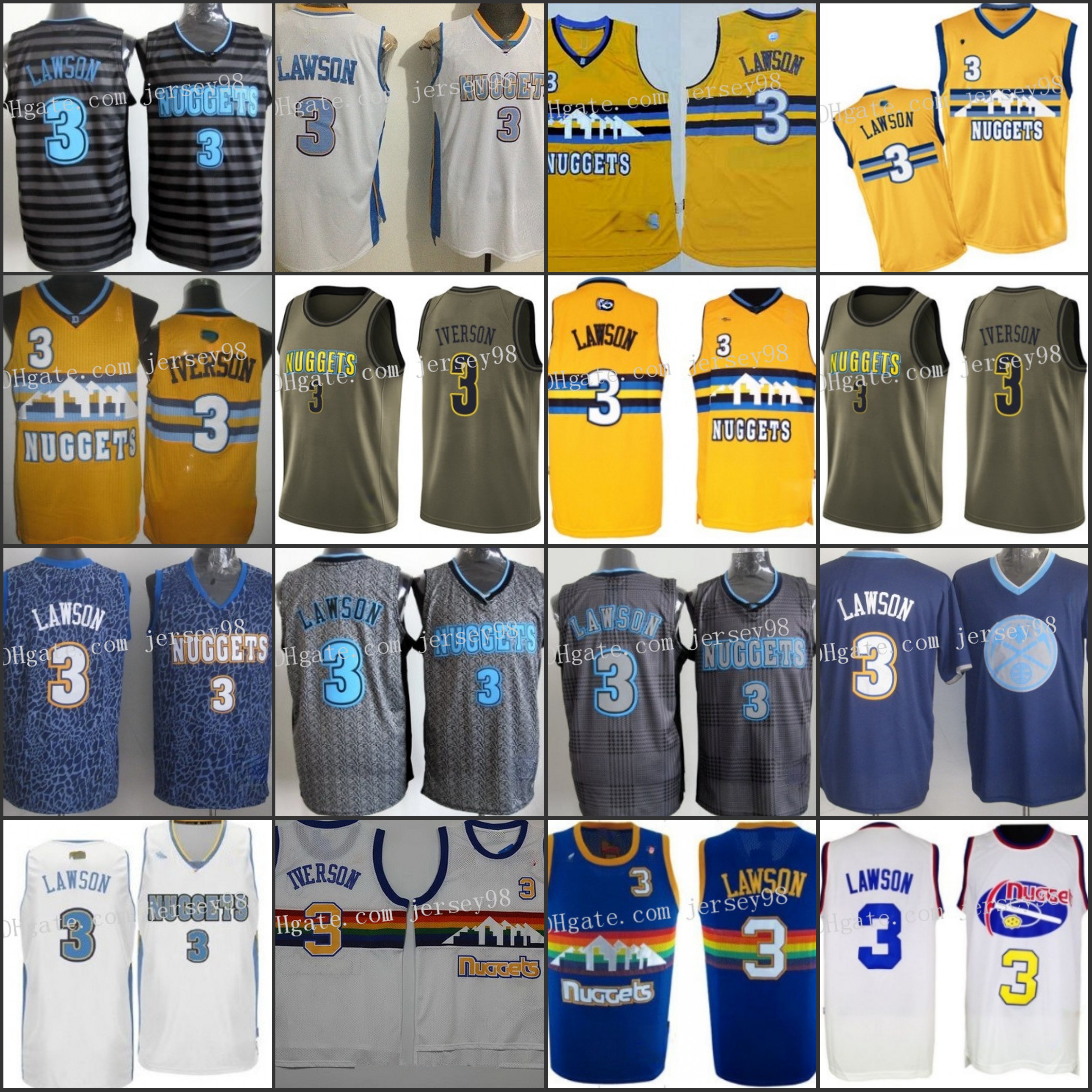 

Denver''Nuggets''Men #3''Ty Lawson Iverson men retro Jersey