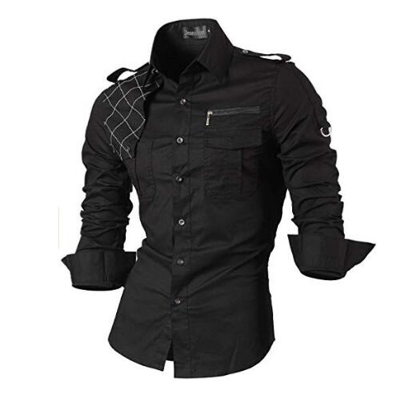 

Jeansian Mens Casual Dress Shirts Fashion Desinger Stylish Long Sleeve Slim Fit 8371 Black2 220811, Z020-white