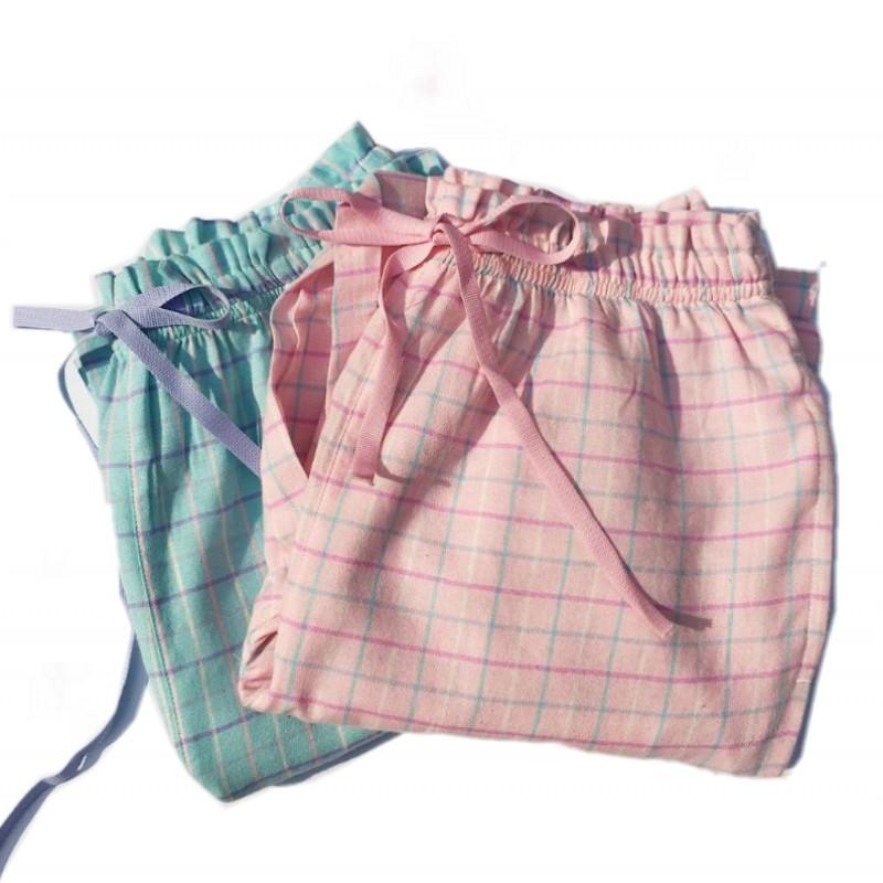 

Women' Sleepwear Spring Summer Women 100%Cotton Sleep Pants Female Plus Size Night Trousers Home Pyjama Pantalones Casual Plaid Pajama, Blue