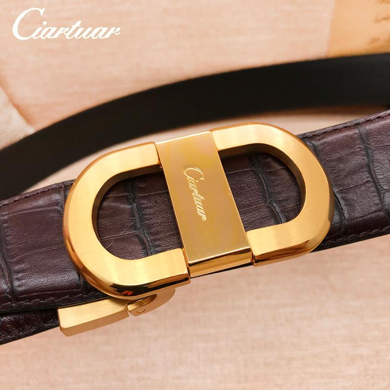 

Belts 2022 Ciartuar Official Store Luxury Fashion Designer Men Belt High Quality Genuine Leather Cowskin For Trouser, Black