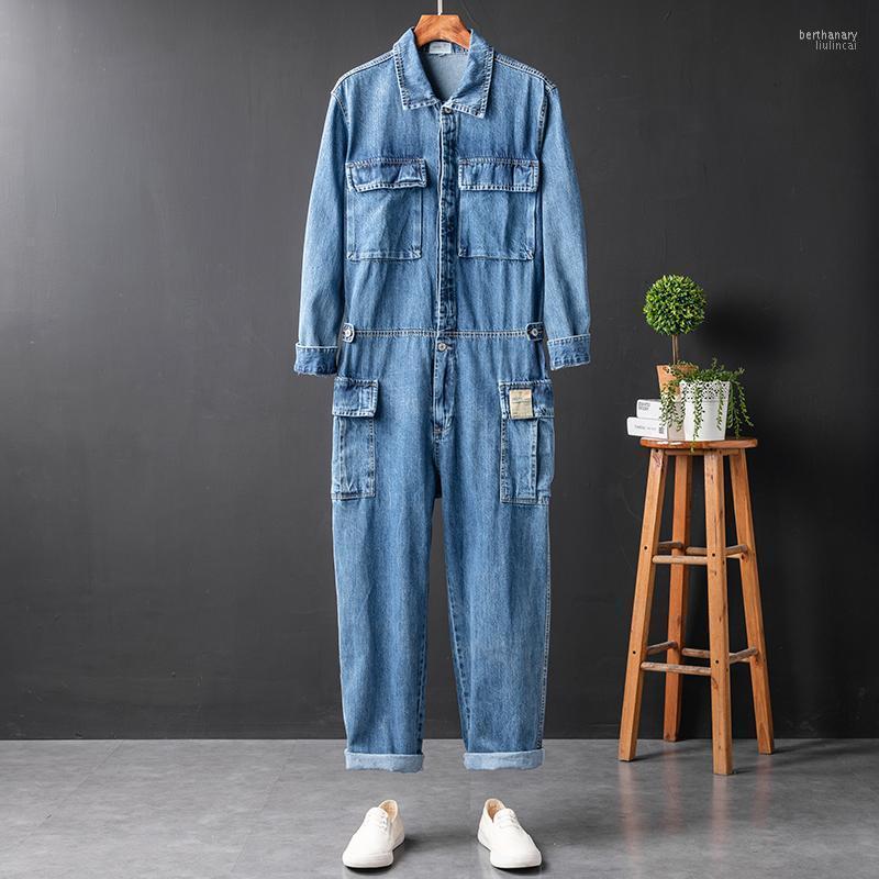 

Men's Jeans 2022 Casual Retro Tooling Denim Jumpsuit Korean Version Street Fashion Bert22, Black