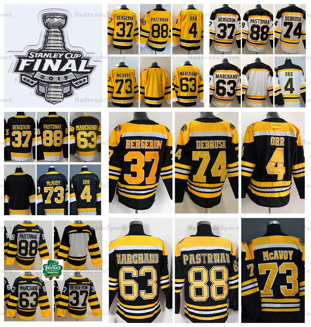 

Jersey Reverse Retro 88 David Pastrnak 37 Patrice Bergeron Hockey''Nhl''Jerseys 63 Brad Marchand 73 Charlie McAvoy Jake DeBrusk 4 Bobby Orr, Black 2019 final