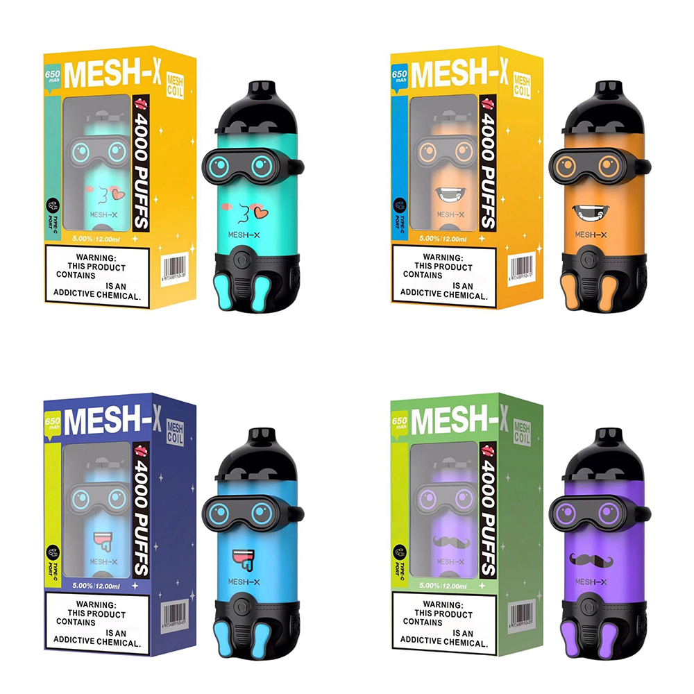 

Authentic Meshking Mesh-X Disposable E cigarettes Minions Cartoon Design 4000 Puffs Vape Pen 12ml Pre-filled Mesh Coil Pods Vaporizers 650mAh Rechargeable Battery