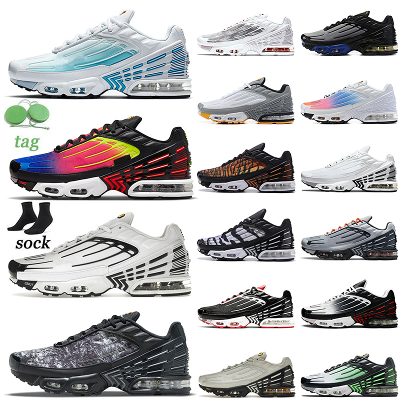 

2022 With Socks Running Shoes Tn 3 Plus 2 Woman Men Trainers Sports Black Silver Graphic Prints Radiant Red Smoke Grey Topography Pack Obsidian Turned Sneakers, #a25 white 39-45
