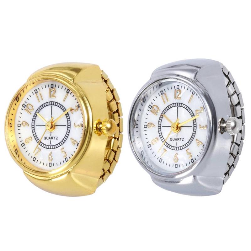 

Wristwatches Mini Couple Watches For Women Men Ring Watch Round Dial Arabic Numerals Analog Quartz Ladies Finger Gift, Golden