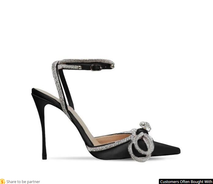 

Fashion Womens pumps Sandal Crystal-Embellished Double bow silk-satin pump shoes spool Hangisi high Heels sandals women's brand luxury shoes