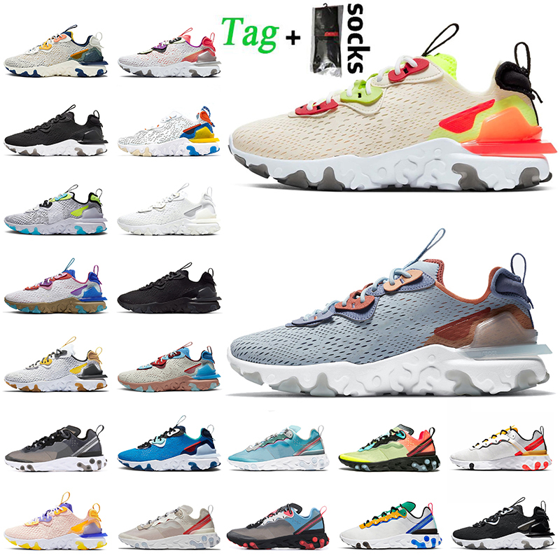 

Hot Fashion Women Mens Epic React Vision Running Shoes Orange Blue White Black Iridescent Element Sports Trainers Sneakers Runners, A1 white iridescent particle grey 36-45