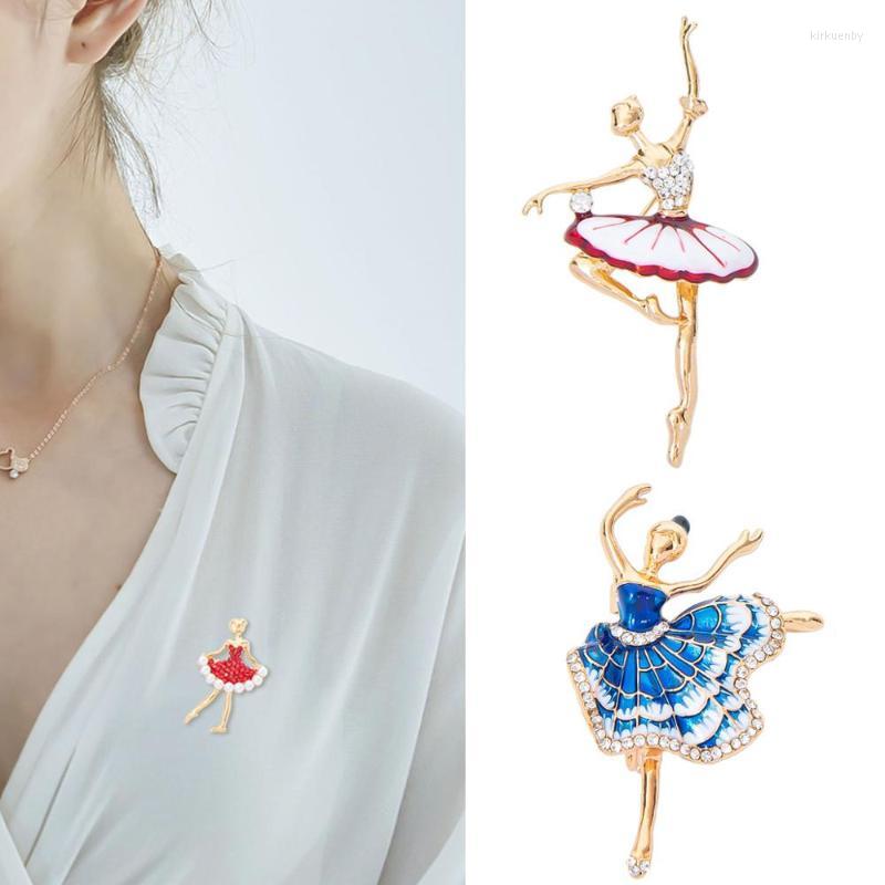 

Pins Brooches Ballet Dancing Girls Crystal Enamel Brooch For Women Pin Girl Dress AccessoryPins