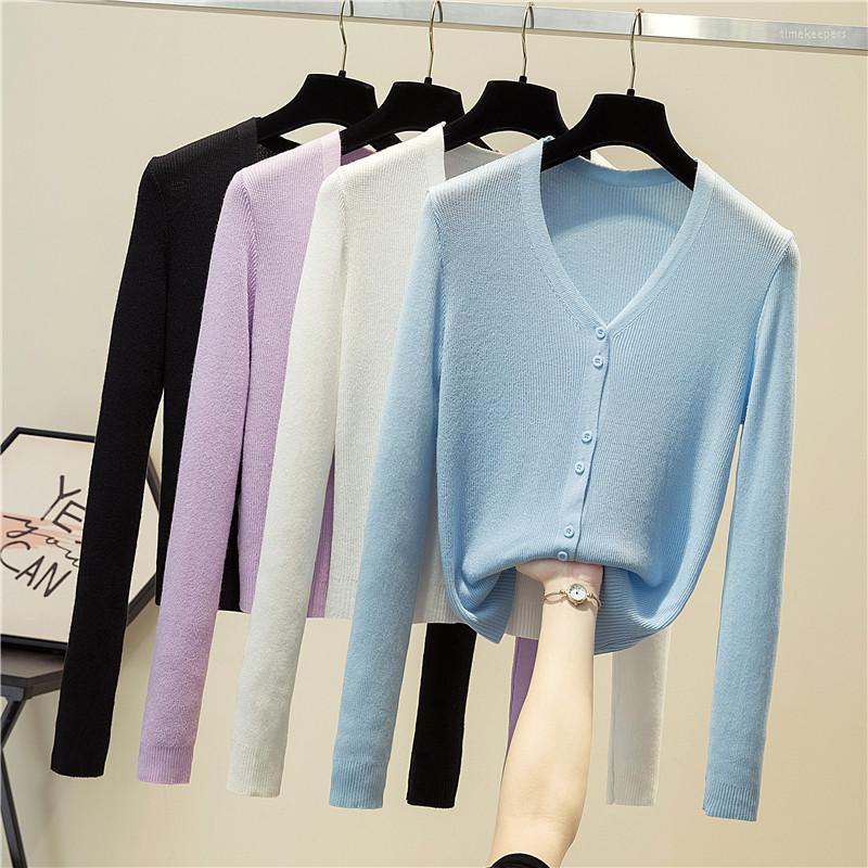 

Women's Knits & Tees Ropa Mujer Long Sleeve Button Up Fashion Aesthetic Cardigan Women Casual Knitted Korean Ribbed Solid Single Breasted El, Color 3