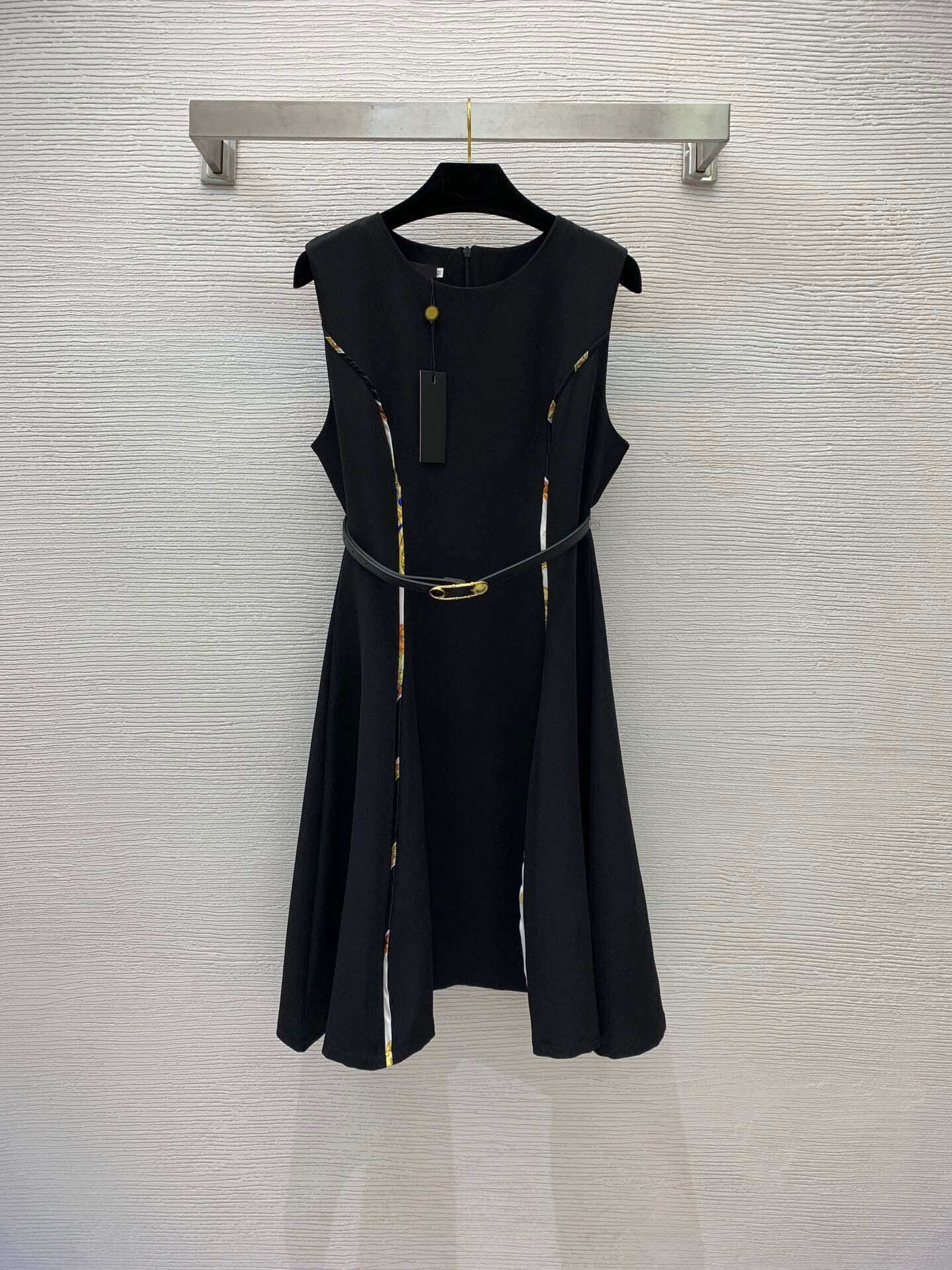 

318 2022 Runway Dress Spring Summer Dress Crew Neck Black Sleeveless Brand Same Style Empire Womens Dress Fashion High Quality WEINI
