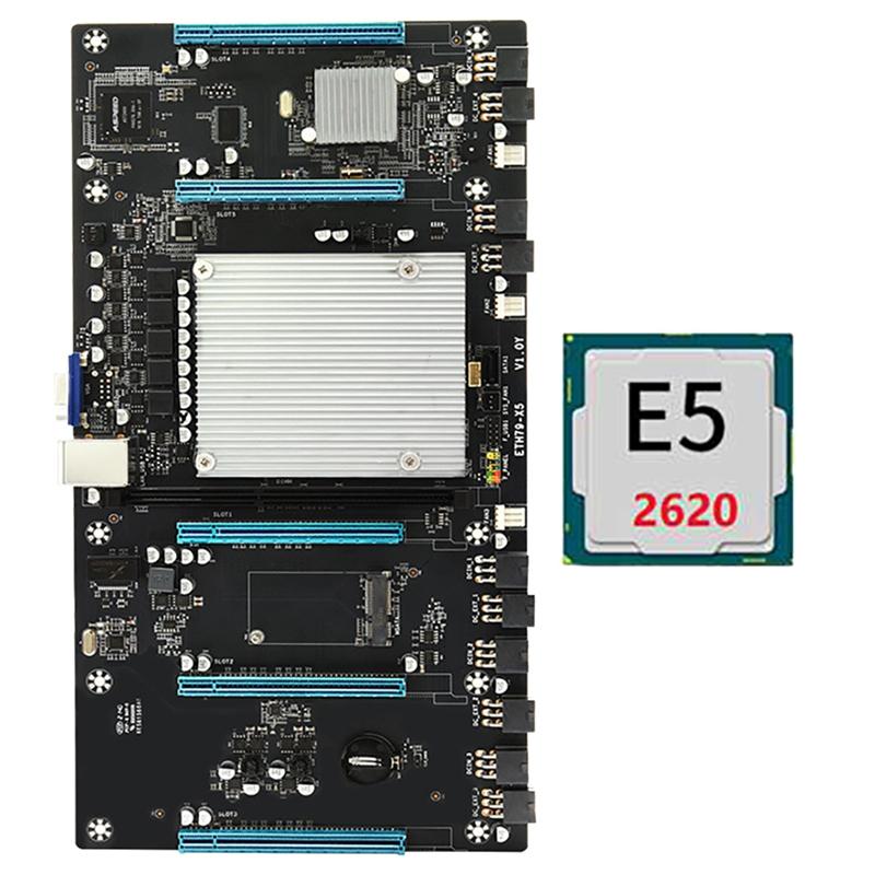 

Motherboards ETH79-X5 BTC Mining Motherboard With E5 2620 CPU H61 LGA2011 V1/V2 65Mm DDR3 RAM PCIE16X Support 3060 3080 Graphics Card