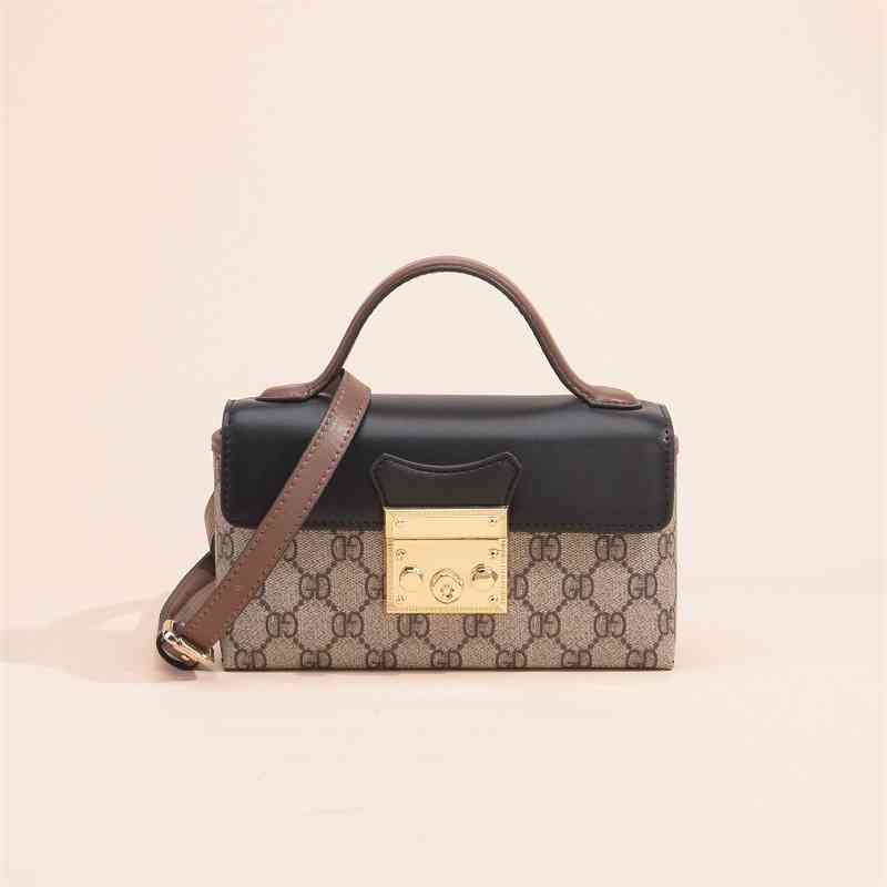 

70% factory online sale handbag old flower trend Single Shoulder Leather Mini square, Black