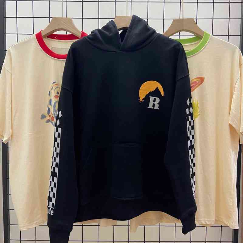 

Autumn Rhude Casual Side Seam Pocket Letter Hooded Sweater, Black