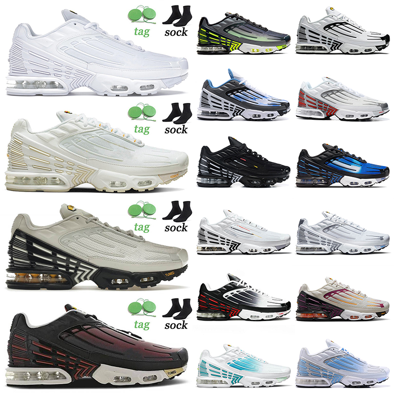 

2022 Arrival TN Plus 3 Mens Women Running Shoes Tuned III Triple White Yellow Bone Black Bordeaux Neon Silver Laser Blue Rainbow Trainers Sneakers Jogging Size 36-46, B37 blud void 39-46