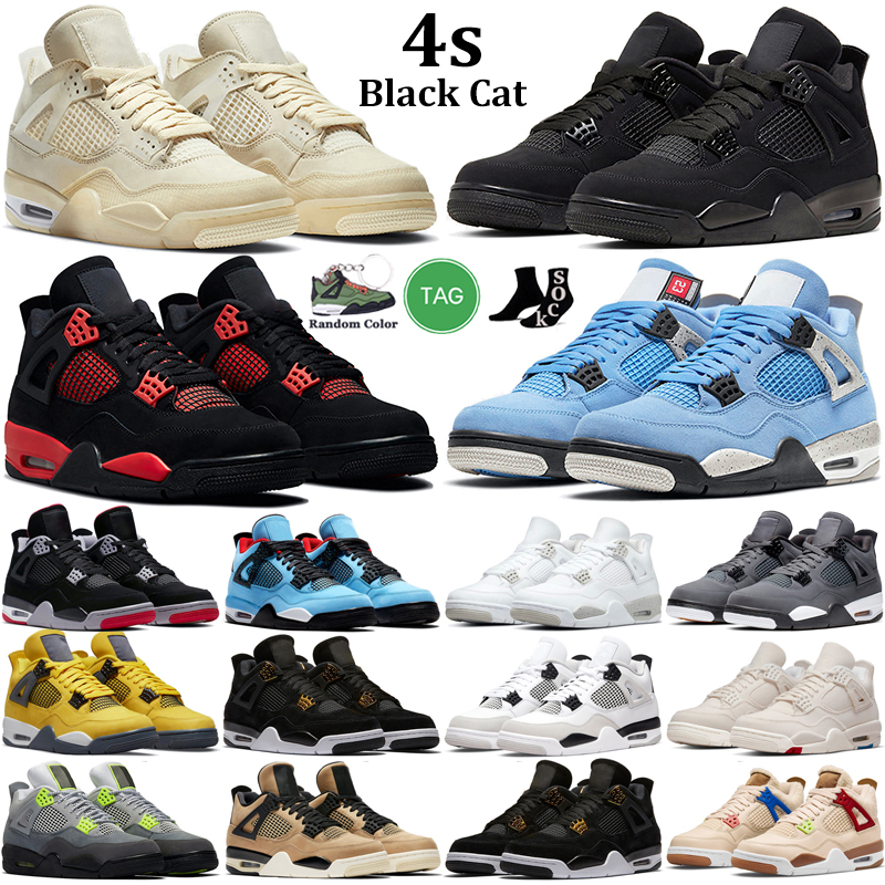

OG Retro 4 4s Men Basketball Shoes Women Military Black Cat Fire Red Thunder University Blue White Oreo Sail Bred Infrared Mens Trainers Outdoor Sports Sneakers, 12