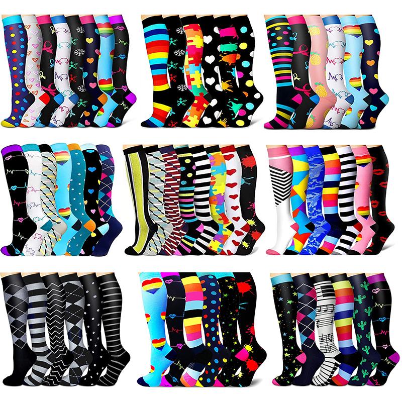 

Men's Socks 3/5/6/7/8 Pairs Lot Pack Women Men Elastic Sports Climbing Cycling Beautiful Leg Compression Stockings Running SoxMen's Men'sMen, 3pairs 7