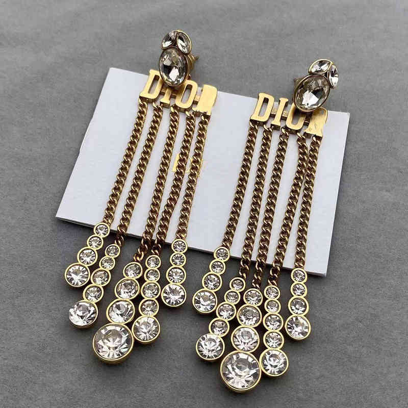 

2022 Factory Wholesale New Dijia 1.1 high version wheat ear round drill tassel Chain women's alternative Earrings