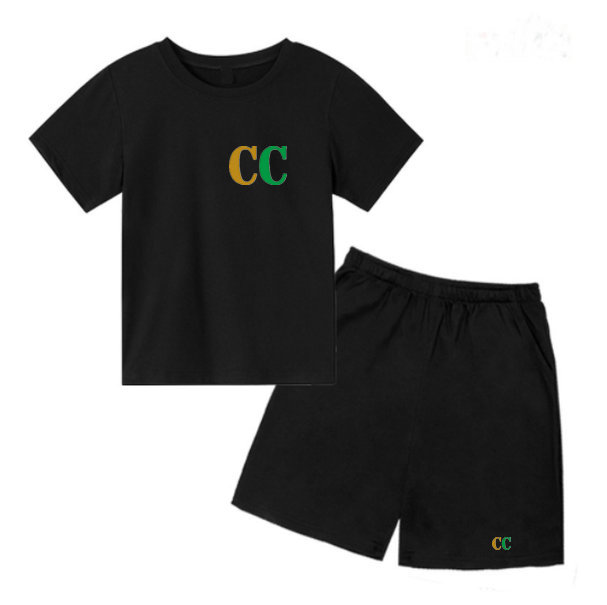 

HOT Brand Logo Designer Kids Clothing Sets Summer Baby Clothes Print for Boys Outfits Toddler Fashion T-shirt Shorts Children Suits size:90-150, White