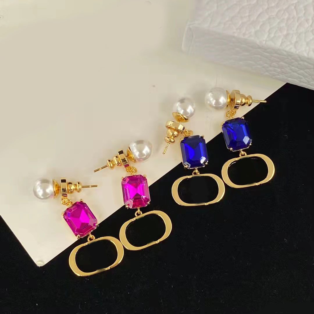 

Fashion D Home Women's Long Dangle & Chandelier Earrings Gemstones Designer Earrings Two Colors Available High Quality With Case