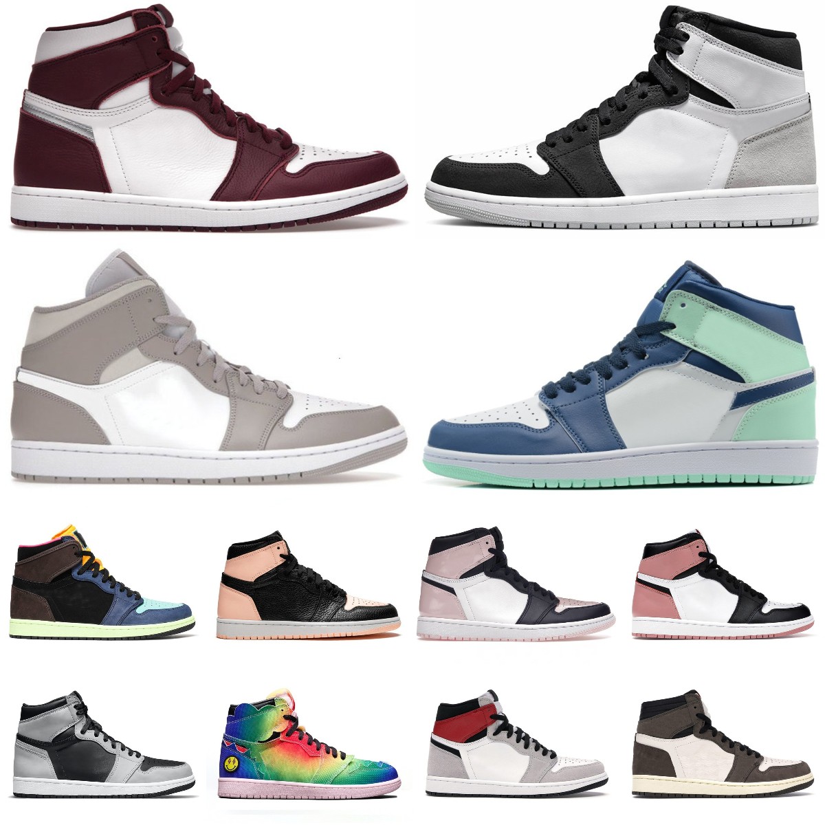 

High Quality basketball shoes 1 1S University Blue Hyper Royal Bleached Coral low Mocha Mystic Navy Patent Bred Banned Bordeaux UNC pink Grey men women sport Sneakers, Bubble column