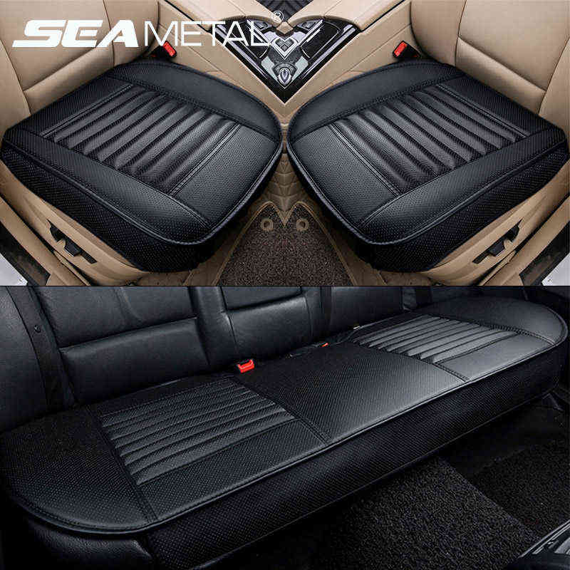Couvoirs de siège d'auto en cuir PU 5d Coussin arrière avant en bambou charbon 1PC Auto Silat Cushion Automobiles Couvercle non glissé Protecteur