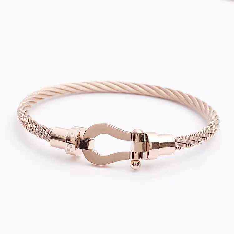 

Bracelet Popular horseshoe magnet buckle Stainless Steel Wire in Europe and America titanium rose gold Jewelry simple