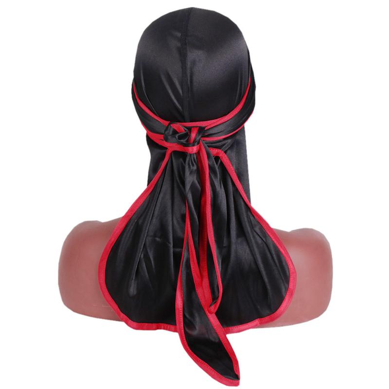 

Bandanas Men Durag Satin Silky Doo Rag Long Tail Turban Hat Fashion Headwear