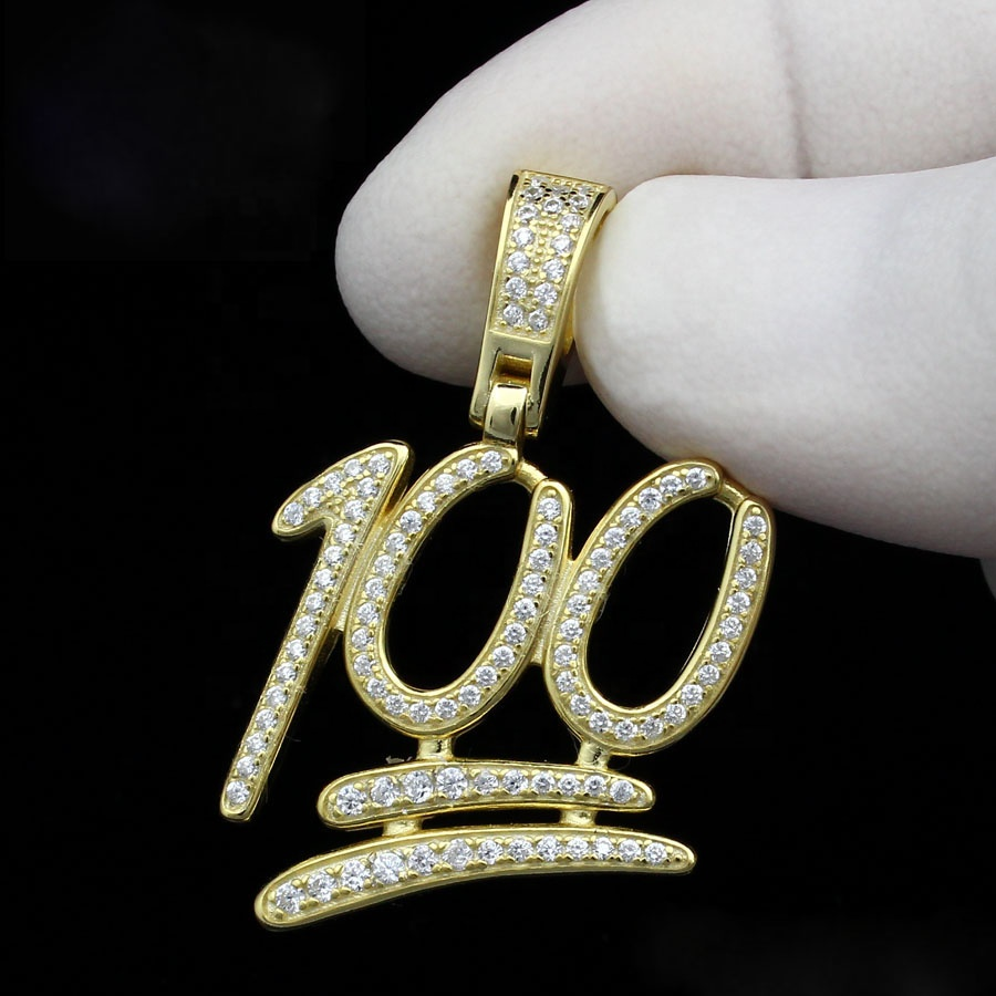 

New Design Hip Hop Letter 100 Pendant Paved Full Cubic Zircon with Gold Silver Plated Fit Cuban Chain Tennis Chains Necklace Jewelry Drop Ship