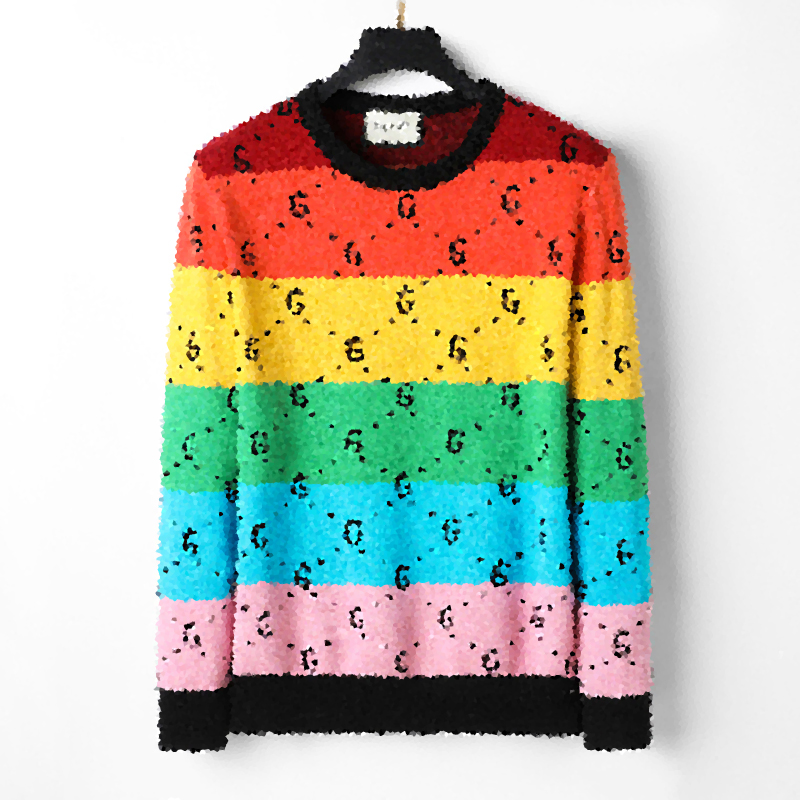 

Mens Sweaters Designer Rainbow Wool Sweater Tiger Pullover Womens Active Snake Bee double full g embroidery 22ss Winter Clothes Business, Beige