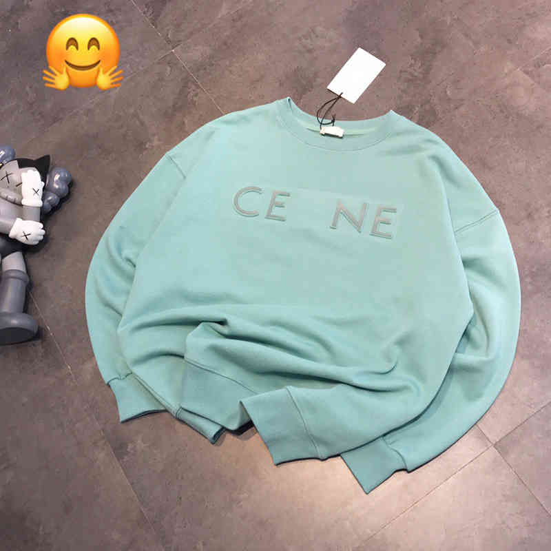 

Factory Direct Sales 55% off Ce lovers 3D embossed lettering men and women loose casual versatile round neck Pullover Plush sweater, Plush peach powder