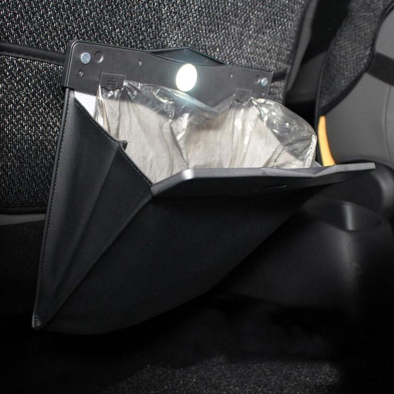 

Car Organizer Auto Seat Back Hanging LED Trash Can Garbage Holder Storage Bag