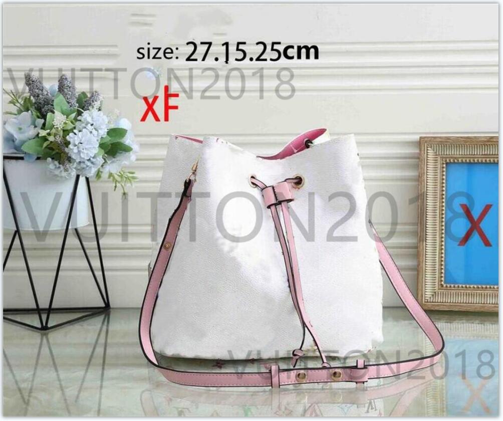 

Famous women handbags NEONOE shoulder bags Noe leather bucket bags womens flower printing crossbody bag purse purse, White