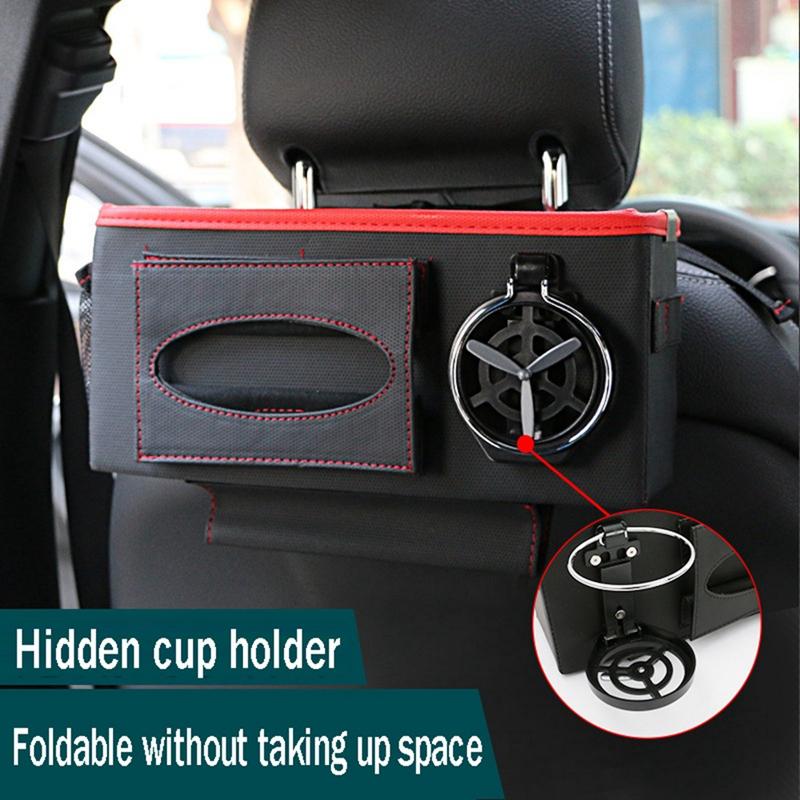 

Car Organizer Back Seat Storage Bag Hanging Cup Holder Tissue Box Auto Accessories