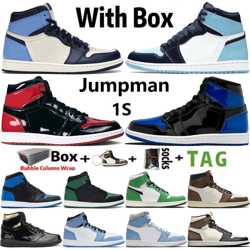 

With Box factory_footwear Jumpman 1 1s Basketball Shoes For Men Women Lost Found Bred Patent University Blue Dark Mocha Heritage Pollen Mens, 10