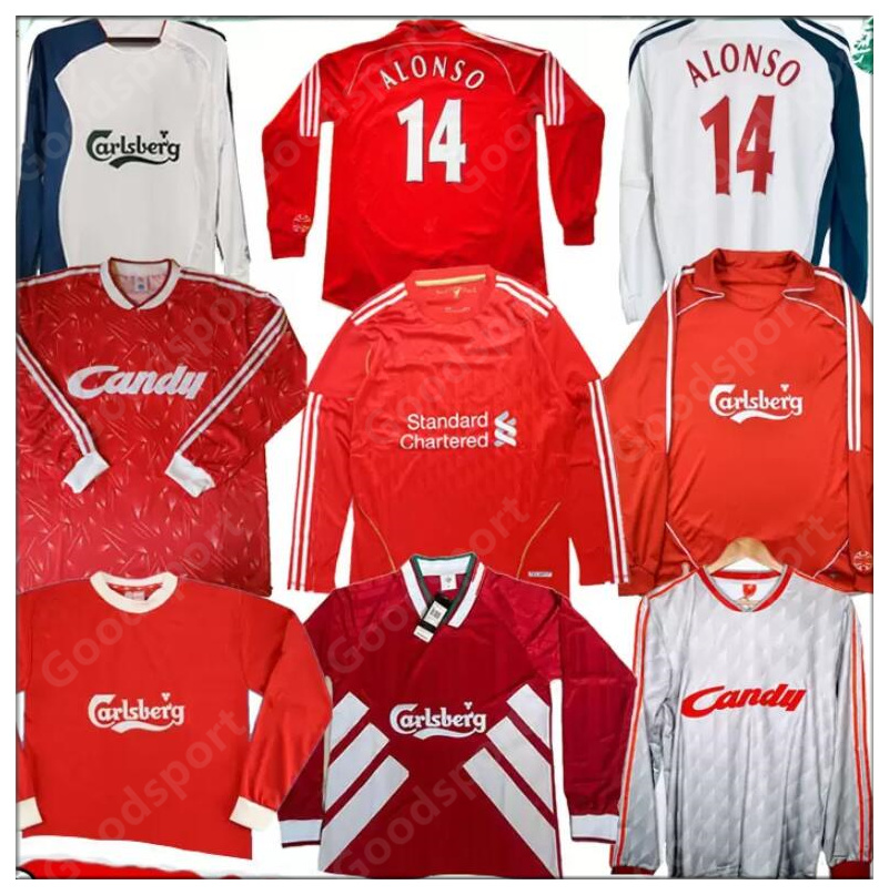 

retro 1993 1995 long sleeve DALGLISH HESKEY Soccer Jerseys 85 86 10 11 12 FOWLER GERRARD TORRES KUYT classic Football Shirt Suarez McManaman Uniforms, 06-08