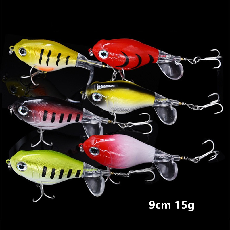 

6 Kinds Of Color Mixed 9cm 15g Puffer Fish Propeller Hard Baits & Lures 6# Treble Hooks Fishing Gear Pesca Tackle Accessories Wholesale - 183