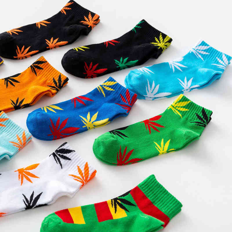 Unisex Couple Socks Maple Leaf Men Women Spring Summer Autumn Cotton Casual Short Fashion Weed Boy Girl